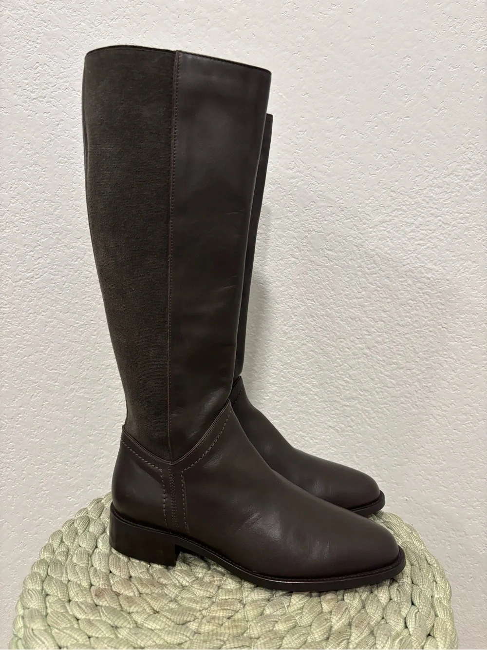 Aquatalia Ricarda Chocolate Brown Leather Tall Riding Boots Size 8